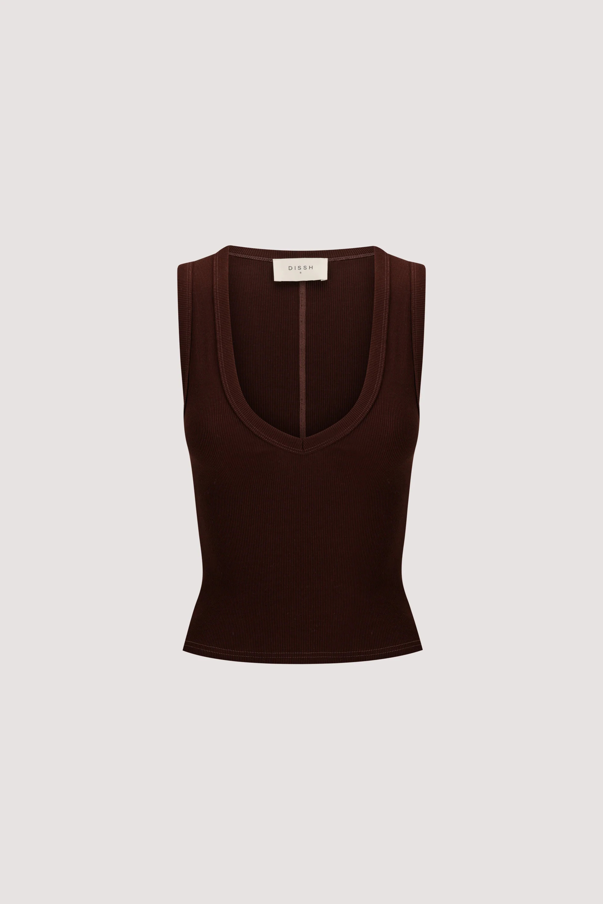 YASMIN BURNT CHOC KNIT TANK | DISSH