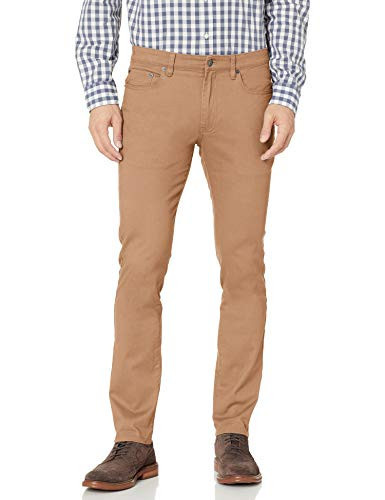 Amazon Essentials Slim Fit Khaki Pants for Men, 5-Pocket Stretch Twill 40W x 30L, Dark Khaki Brown | Amazon (US)