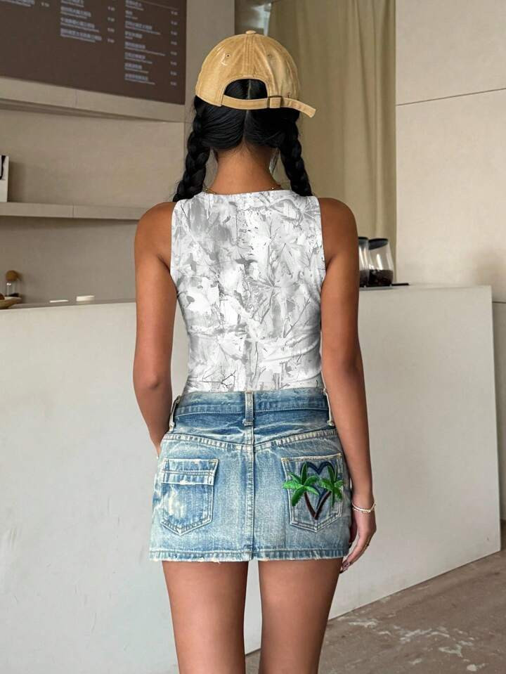 INAWLY Solva Women's Printed Sleeveless Round Neck Crop Tank Top | SHEIN