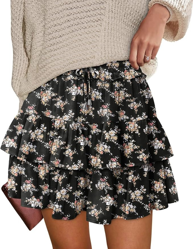 onlypuff Flowy Shorts for Women Ruffle Skorts Tiered Teen Girls Country Concert Outfits Golf Tenn... | Amazon (US)