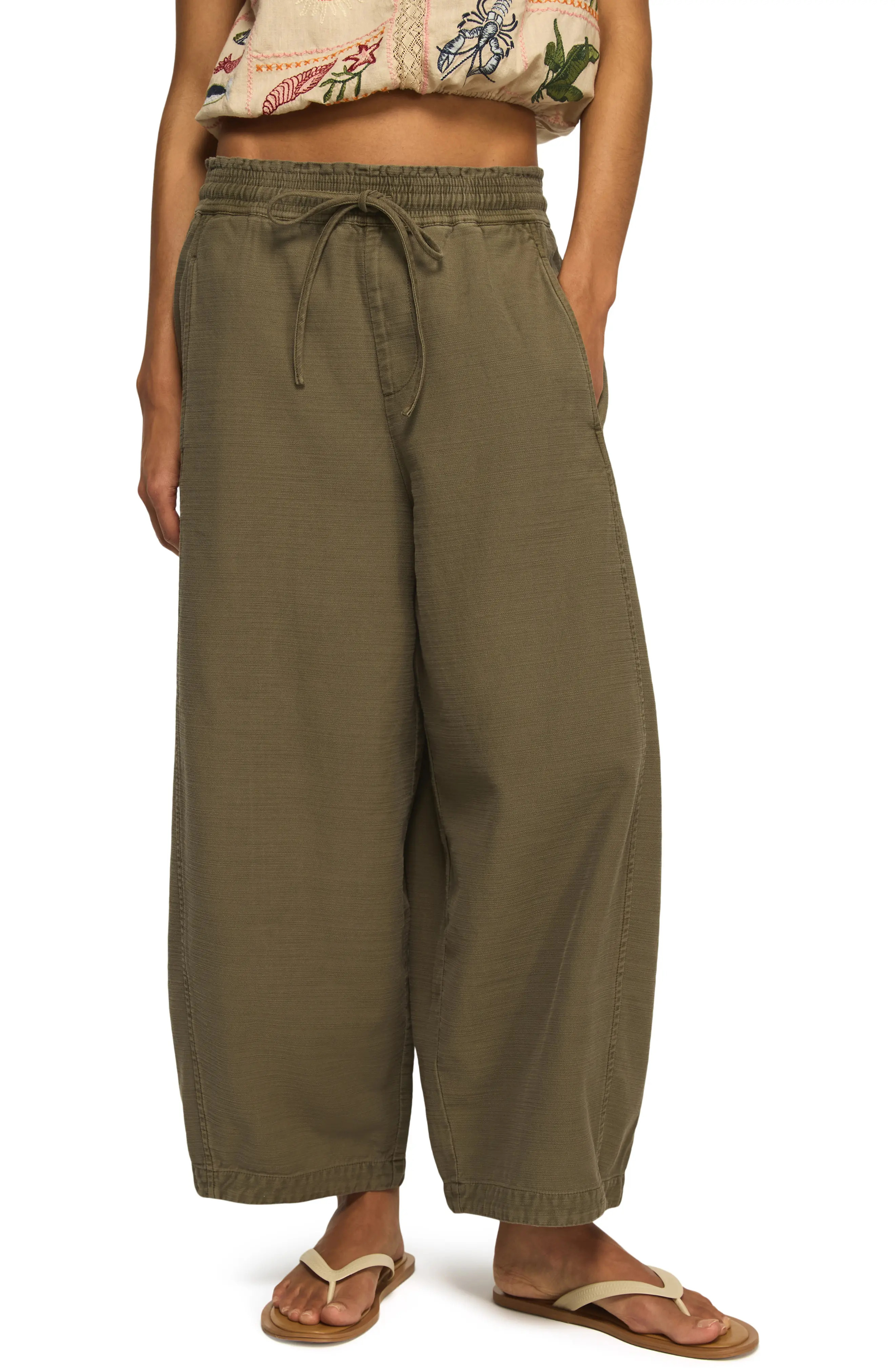 Stripe Cotton Blend Barrel Leg Pants (Women) | Nordstrom | Nordstrom