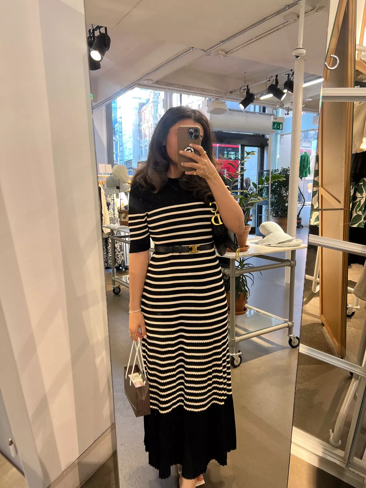 Striped Knitted Midi Dress