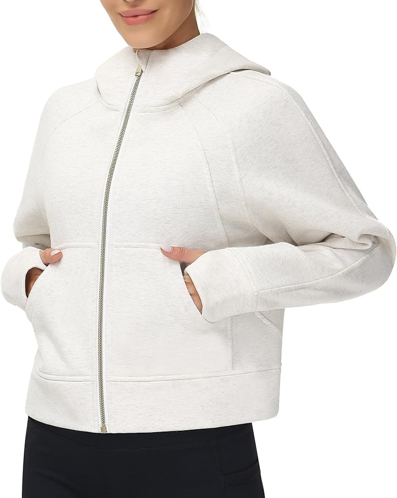 THE GYM PEOPLE Women's Full-Zip Up Hoodies Jacket Fleece Workout Crop Tops Sweatshirts with Pocke... | Amazon (US)