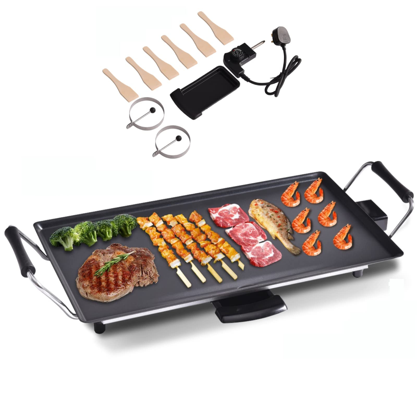 TANGZON Electric Teppanyaki Table Grill, 1800W Non-Stick Barbecue Griddle with 6 Wooden Spatulas ... | Amazon (UK)