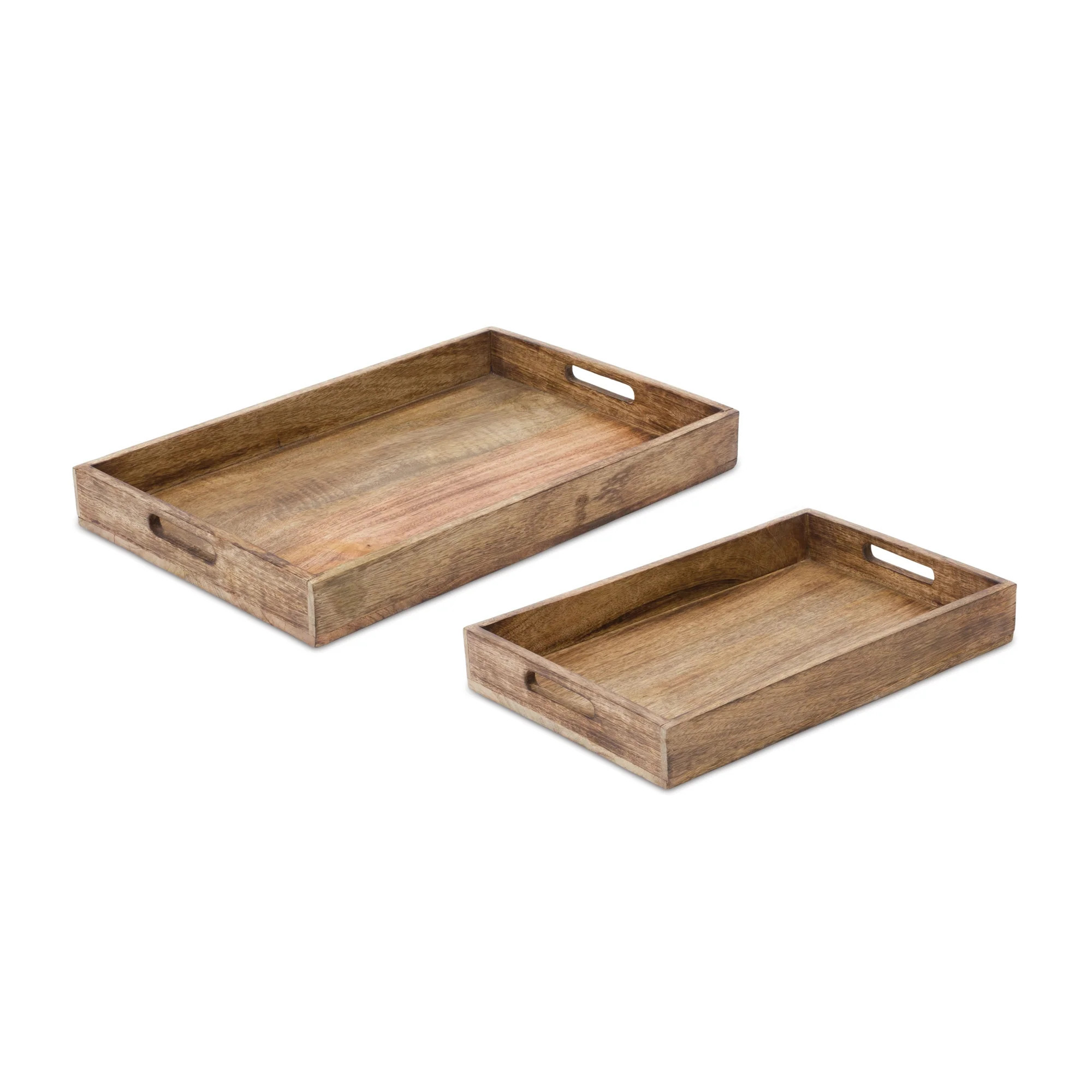Tray (Set of 2) 15"L x 9.75"W, 18.25"L x 11.75"W Wood | Shop Simon