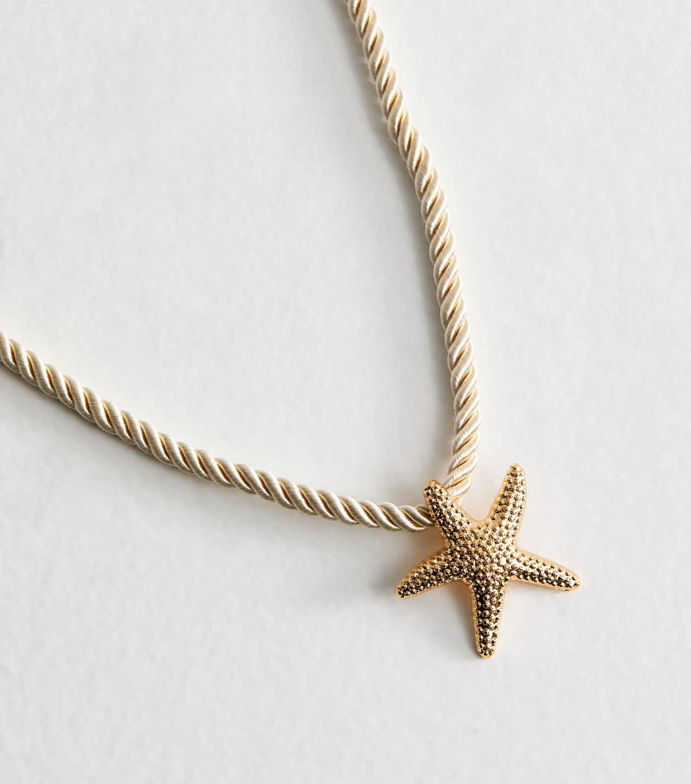 Gold Tone Starfish Charm Cream Rope Necklace | New Look | New Look (UK)