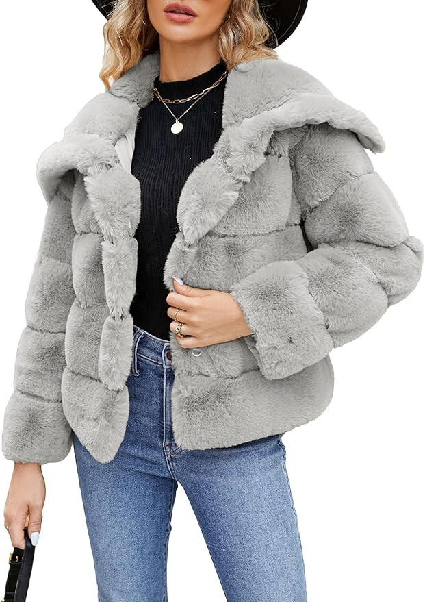 Simplee Apparel Womens Faux Fur Coat Fleece Cropped Jacket Long Sleeve Fur Coats Warm Winter Jack... | Amazon (US)
