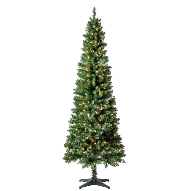 7' Pre-Lit Brinkley Pine Green Artificial Christmas Tree with Warm White LED Lights, by Holiday T... | Walmart (US)