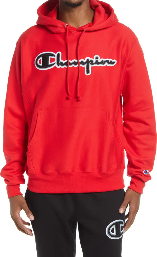 Reverse Weave® Script Logo Hooded Sweatshirt | Nordstrom