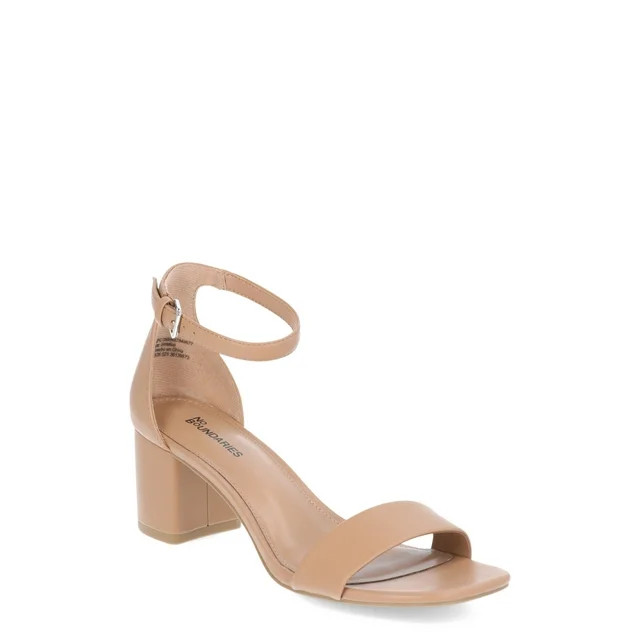No Boundaries Women's Block Heel Sandals, Wide-Width Available | Walmart (US)