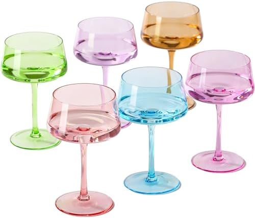 Colored Martini Glasses Set of 6, 13 oz large Coupe Glass, Premium Crystal Cocktail Glasses, Mart... | Amazon (US)