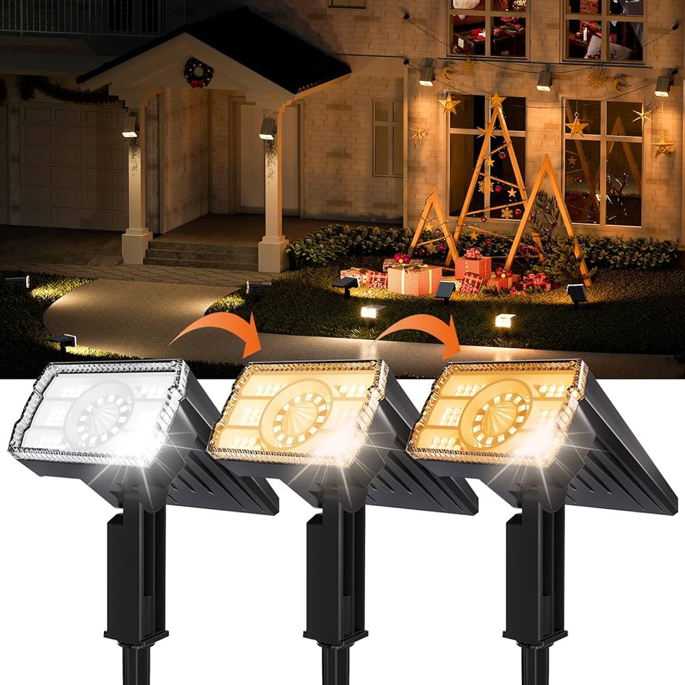 Solar Spotlights Outdoor Waterproof IP67,4 Pack Adjustable Wall&Ground Solar Lights Powered with ... | Amazon (US)