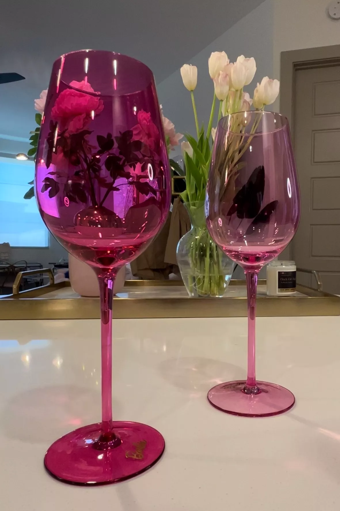 Dragon Glassware x Barbie Martini Glasses, Pink and