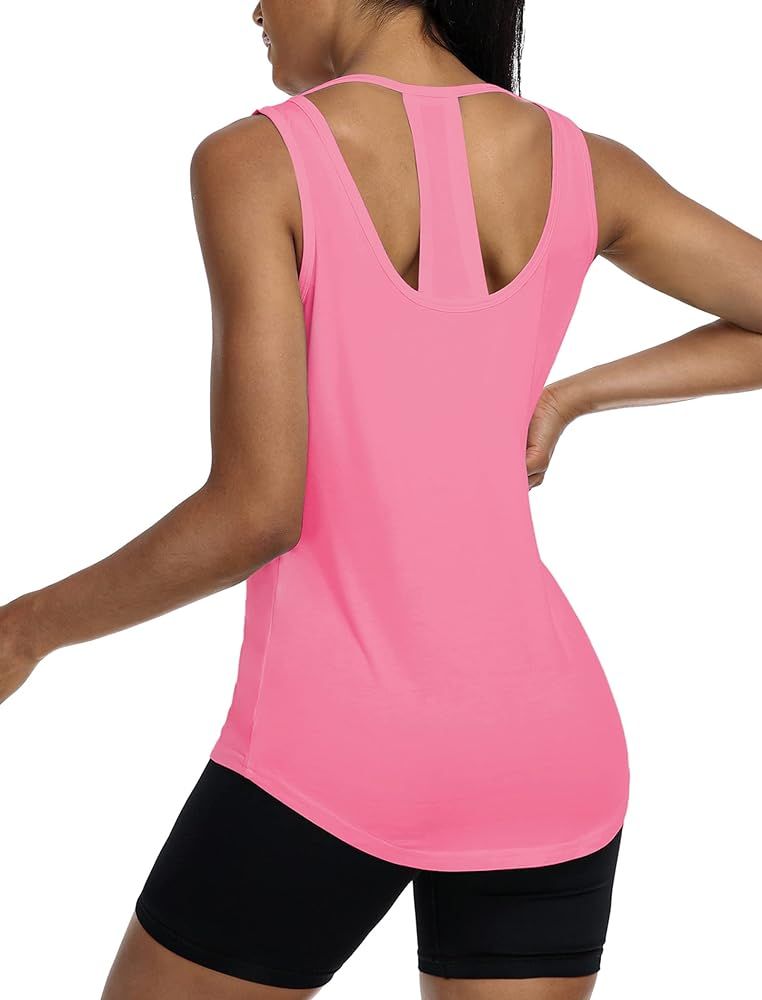 PINSPARK Workout Tops for Women Open Back Yoga Tops Racerback Athletic Top Sleeveless Muscle Tank... | Amazon (US)