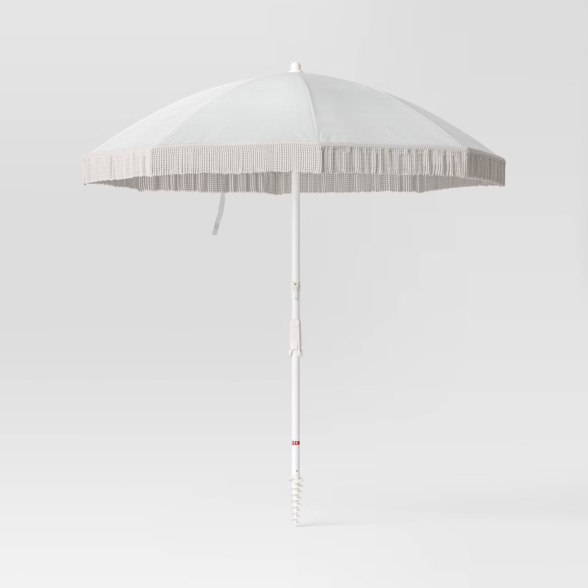 6.5'x6.5' Round Outdoor Patio Beach Umbrella with Fringe Ivory - Threshold™ | Target