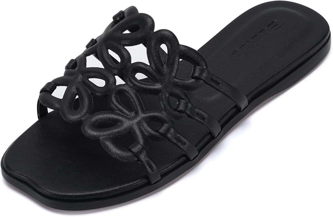 Flat Sandals for Women 2026 Luxury Open Toe Dressy Slip On Sandals Comfortable Slides for Summer | Amazon (US)