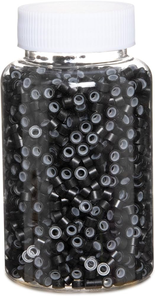 2500pcs Hair Extentions Micro Rings Links Beads, 5mm Silicone Lined Beads for Human Hair Extensio... | Amazon (US)