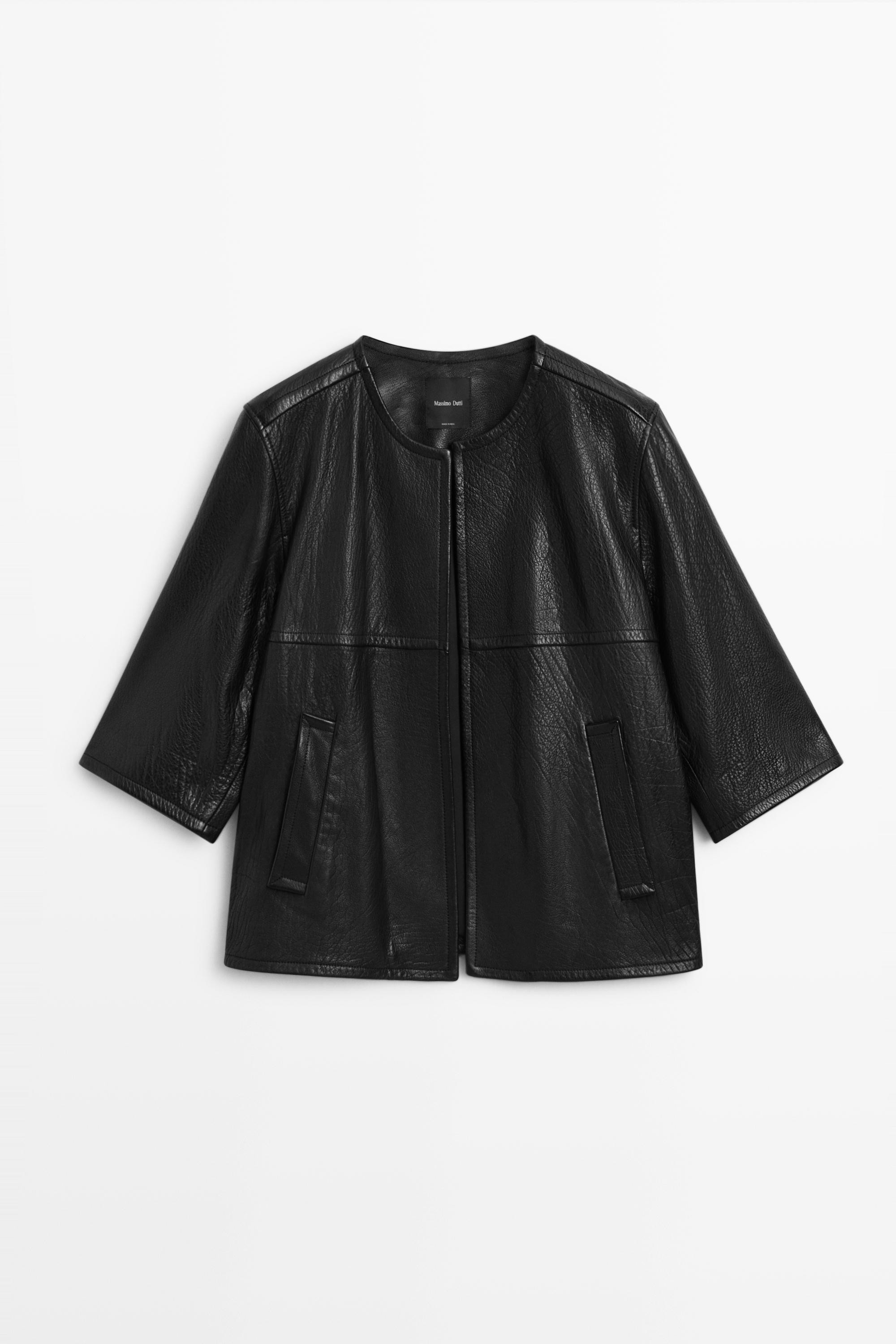 Cropped nappa leather jacket | Massimo Dutti UK