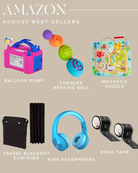 Here’s our Amazon best sellers for the month of August. We’ve got travel black out curtains great for a baby room the best balloon pump for making balloon garland and nesting toy for babies where you won’t lose the parts. Our favorite toddler magnetic maze.  Take anywhere road tape, and beat kids headphones.

Travel with kids

#AmazonBestSellers #KidsBestSellers #KidsHeadphones #BestKidsToys #ToddlerToys #BalloonPump #BlackOutCurtains 

#LTKkids #LTKGiftGuide #LTKtravel