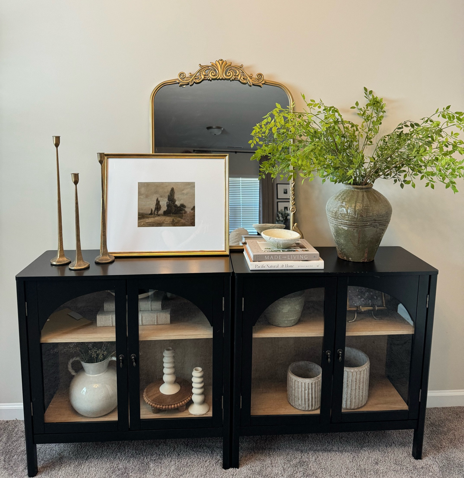 Simple sideboard/console styling

console table, console table decor, modern home design, interior decorating, modern neutral earthy organic decor, moody design, moody art, faux stems, shelf styling,
Shelf styling decor, vintage vases, faux greenery

#LTKhome #LTKstyletip