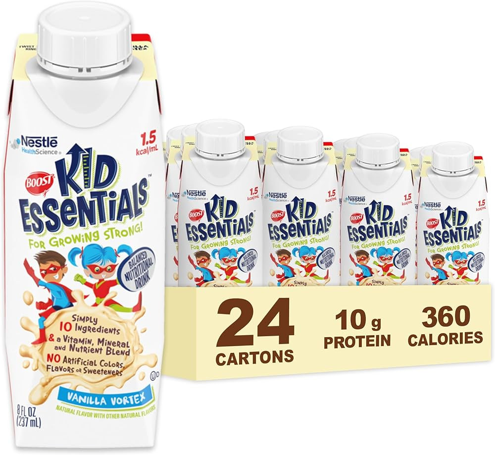 BOOST KID ESSENTIALS 1.5 Balanced Nutritional Drink for Children, Vanilla Vortex, 24 Count | Amazon (US)