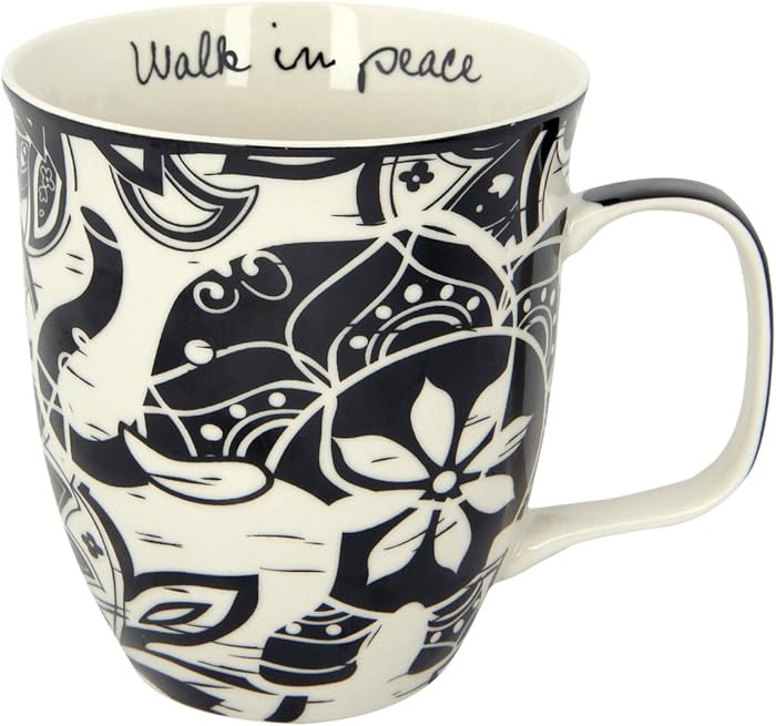 Karma Ceramic Black and White Boho Mug, 1 Count (Pack of 1), Elephant , 16 oz | Amazon (US)