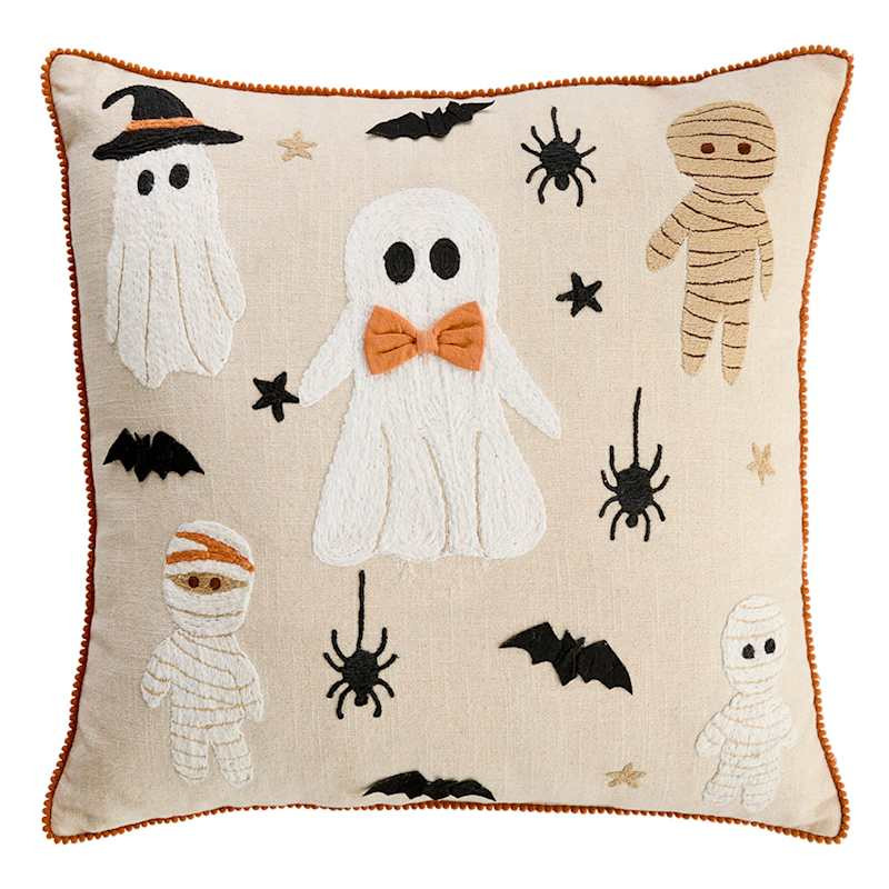 Ghost & Mummy Embroidered Throw Pillow, 20" | At Home