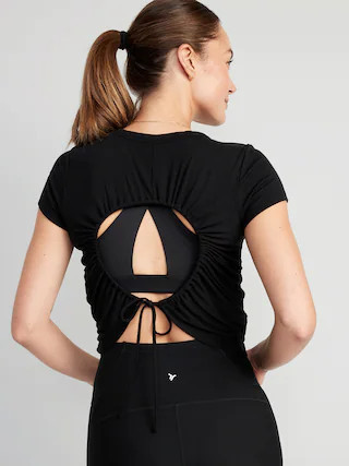 UltraLite Open-Back Shirred Rib-Knit T-Shirt for Women | Old Navy (US)