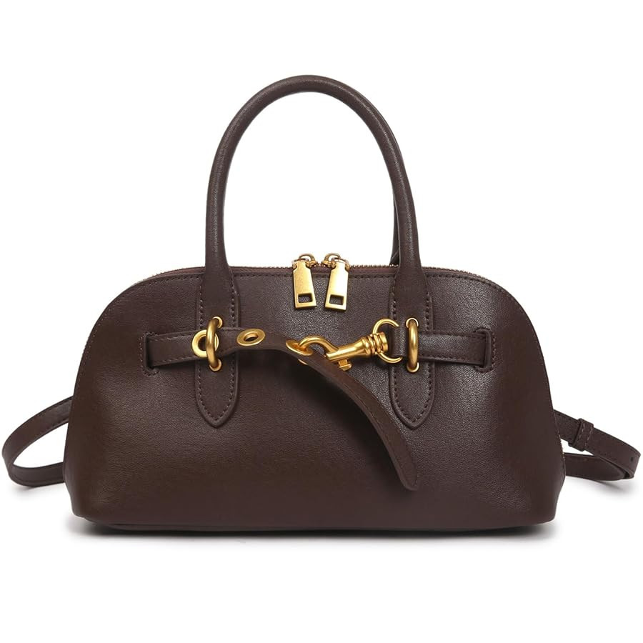 Genuine Leather Crossbody Purse for Women | Structured Top Handle Satchel Shoulder Bag with Adjustable Strap | Amazon (US)