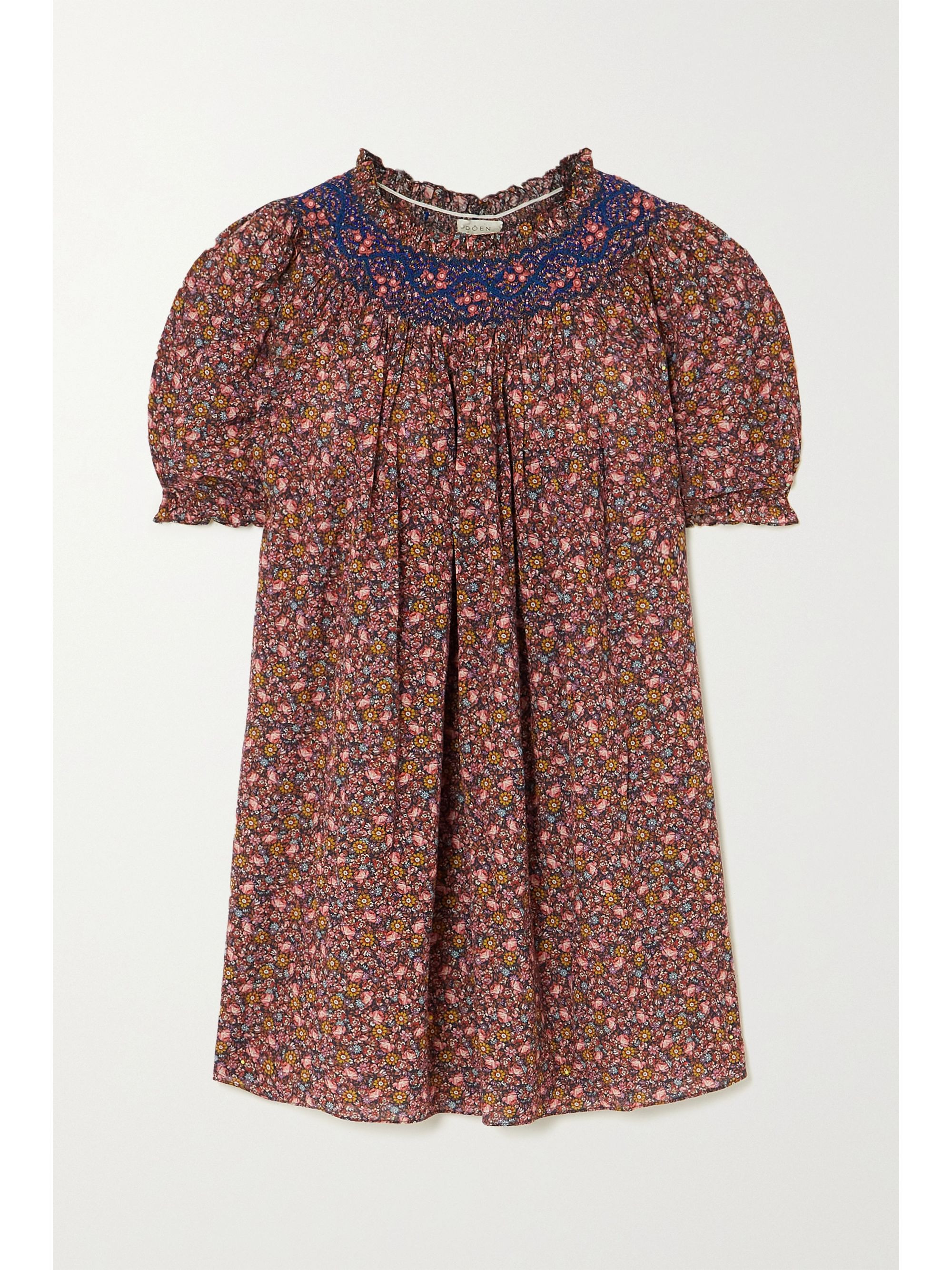 Odessa smocked floral-print organic cotton-blend mini dress | NET-A-PORTER (US)