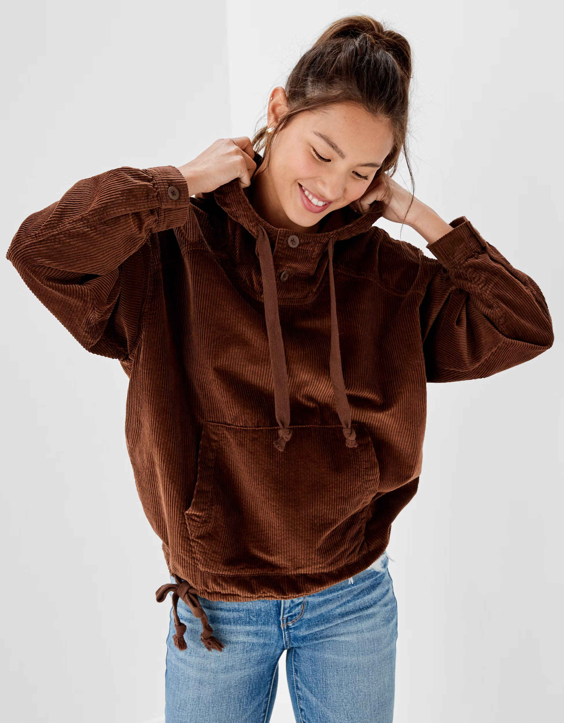 AE Oversized Corduroy Hoodie | American Eagle Outfitters (US & CA)