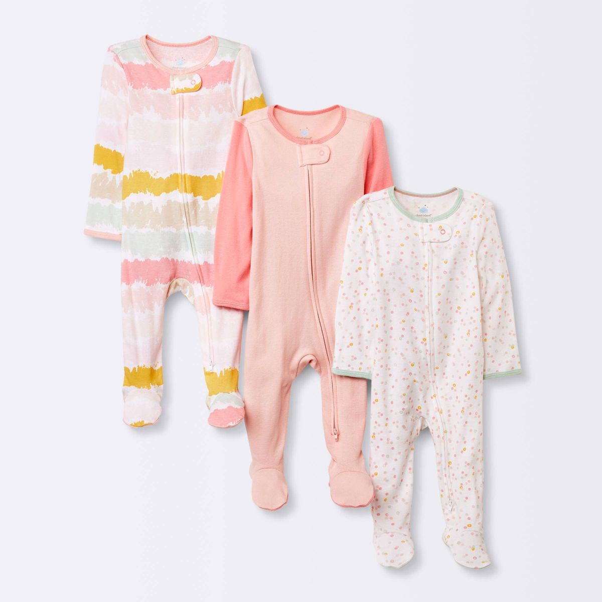 Baby 3pk Zip-Up Sleep N' Play - Cloud Island™ Pink | Target