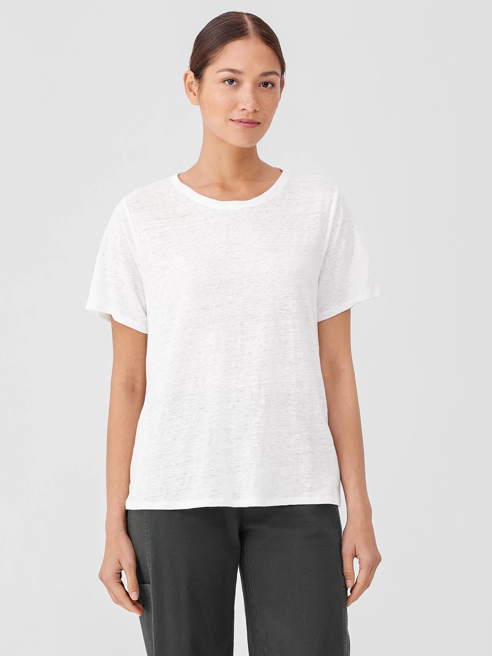 Organic Linen Jersey Crew Neck Tee | Eileen Fisher