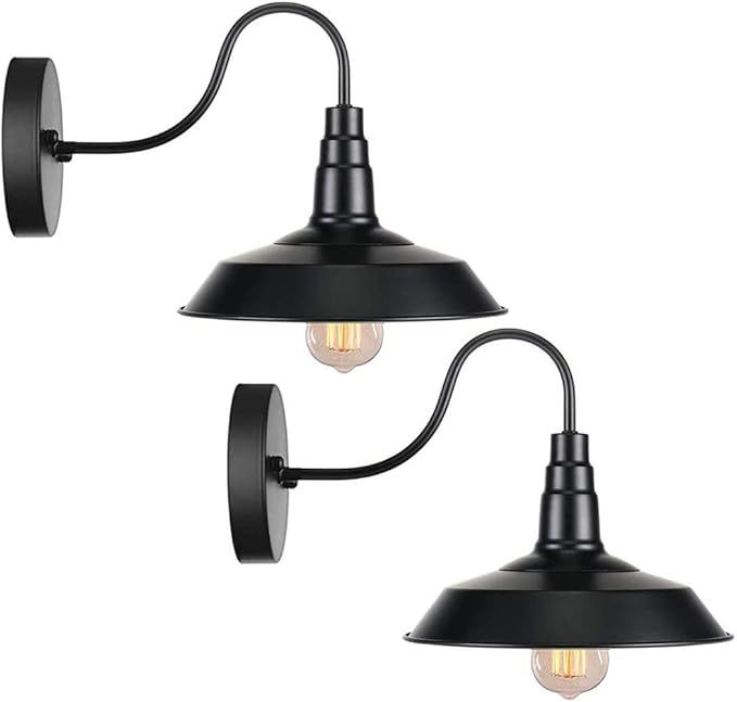 Black Gooseneck Wall Sconce Lighting 2 Pack Industrial Vintage Wall Lamp Wall Light Fixture for F... | Amazon (US)