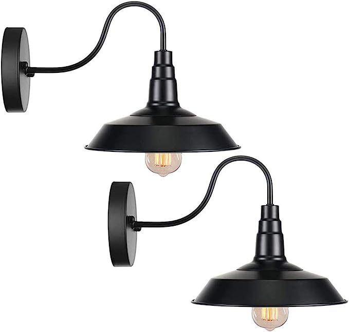 Black Gooseneck Wall Sconce Lighting 2 Pack Industrial Vintage Wall Lamp Wall Light Fixture for F... | Amazon (US)