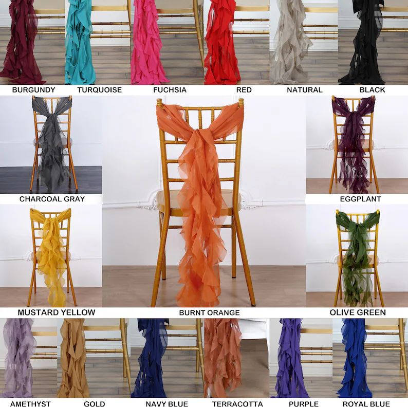 Set of 6 Strands  Chiffon Sash for Chair Decor Wedding Chair | Etsy | Etsy (US)