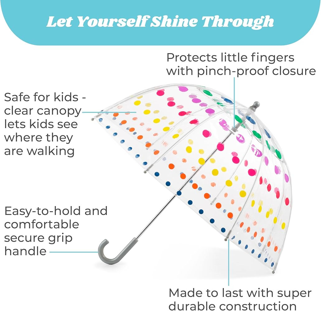 totes Kids Clear Lightweight Dome Canopy Bubble Umbrella with Wind and Rain Protection | Amazon (US)