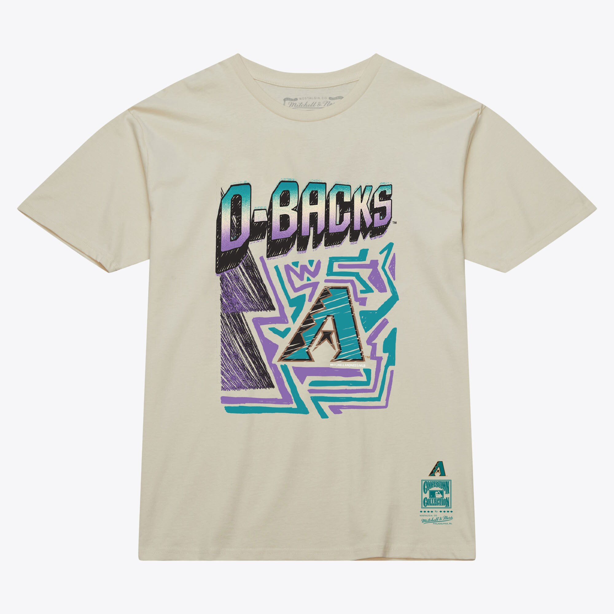 Men's Cream Arizona Diamondbacks Sidewalk Sketch T-Shirt | Mitchell & Ness