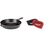 Lodge 13-1/4-Inch Pre-Seasoned Skillet & SCRAPERPK Durable Pan Scrapers, Red and Black, 2-Pack | Amazon (US)