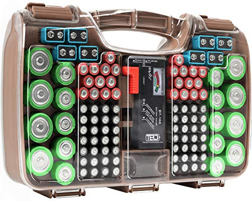 THE BATTERY ORGANISER Storage Case with Tester, Clear , Holder for 180 Batteries of Various Sizes... | Amazon (US)