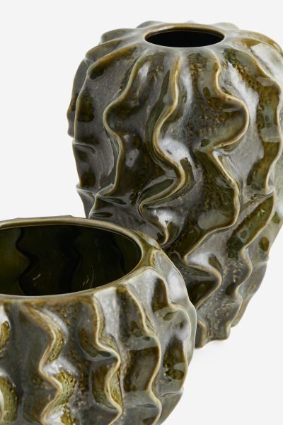 Stoneware Plant Pot - Green - Home All | H&M US | H&M (US + CA)