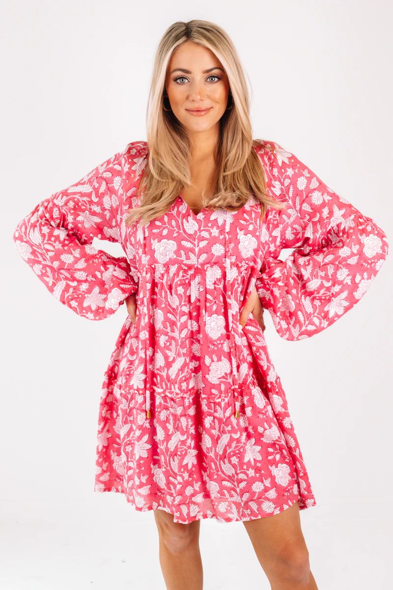The Emilia Rose Long Sleeve Dress - Pink | The Impeccable Pig
