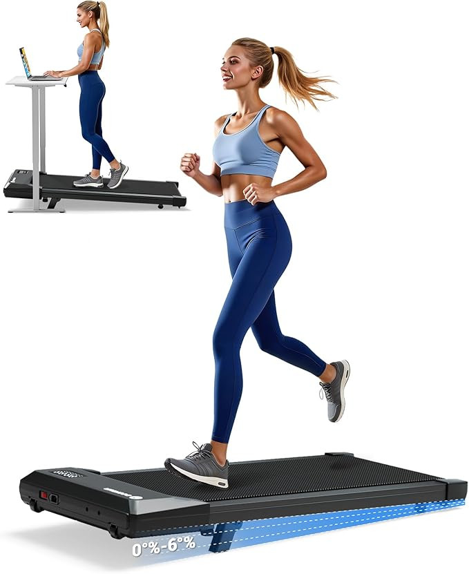DeerRun Under Desk Walking Pad Treadmill with 6% Manual Incline, 0.6-3.8 MPH Walking Speed, 2.5 H... | Amazon (US)