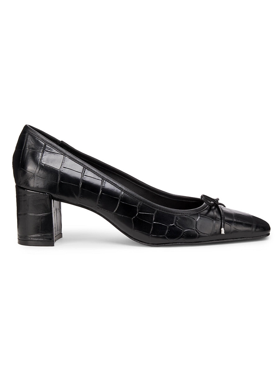 Women's Arissa 65MM Crocodile-Embossed Leather Pumps - Black - Size 9.5 | Saks Fifth Avenue