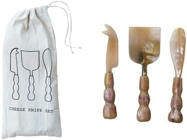 Creative Co-Op Elegance Horn Cheese Servers, Citron and Plum Color, Set of 3 | Amazon (US)