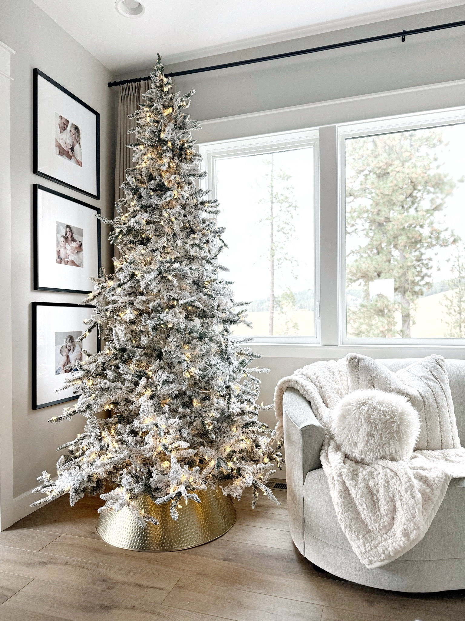 The prettiest flocked bedroom tree in our bedroom. Loving the whites in here  

#LTKhome #LTKSeasonal #LTKHoliday