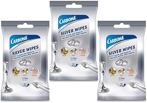 Carbona Silver Wipes | Metal Cleaner & Polish | 12 Wipes, 3 Pack | Amazon (US)