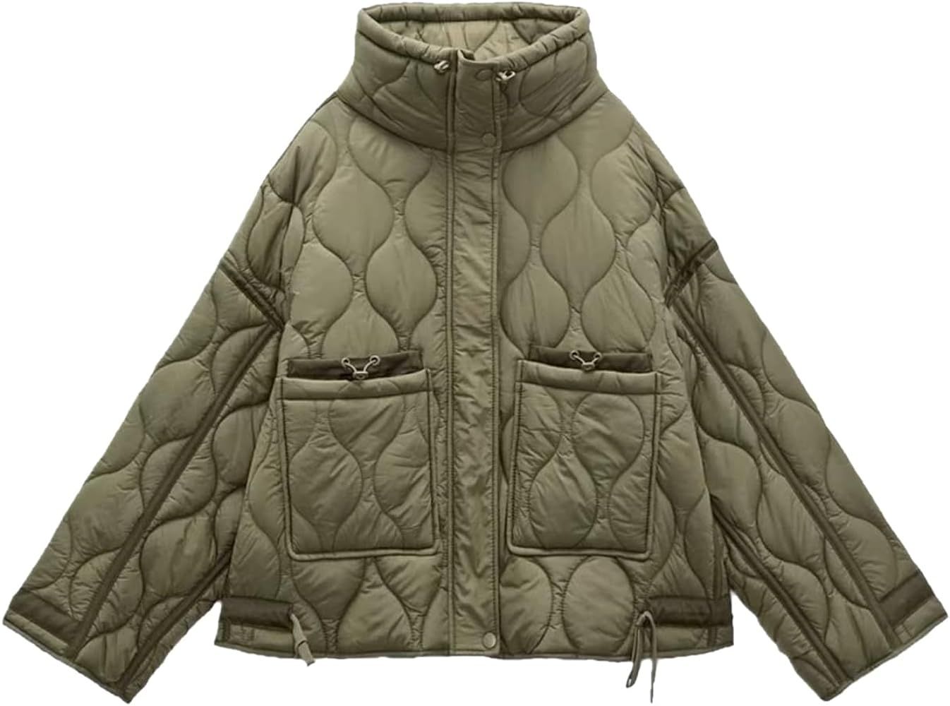 BQDCQB Womens Oversized Puffer Jacket Winter Long Sleeve Quilted Casual Outerwear Coat with Pocke... | Amazon (US)