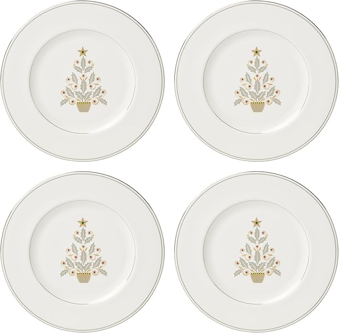 Lenox 897868 Federal Platinum Tree Accent Plates, Service For 4, Christmas Dishes, Dinnerware Set... | Amazon (US)