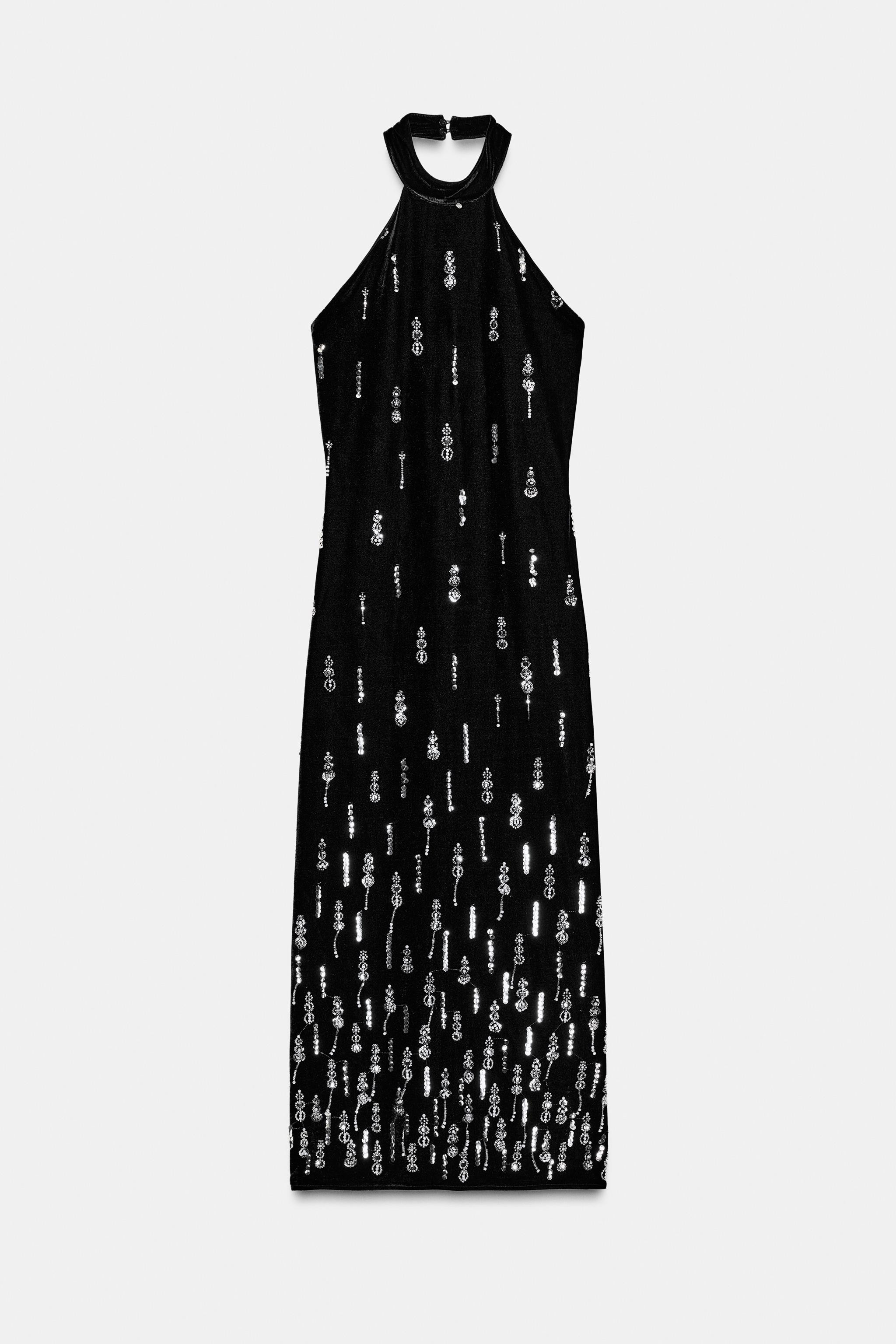 BEADED VELVET MIDI DRESS | Zara US